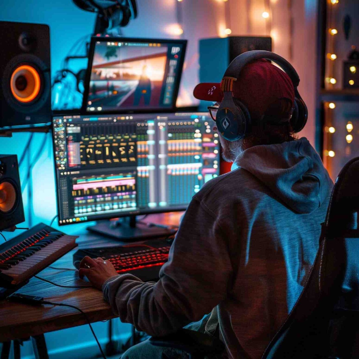 Professional Audio Editing Services in Dubai with engineers refining sound using EQ tuning, noise reduction and voice enhancement in studio