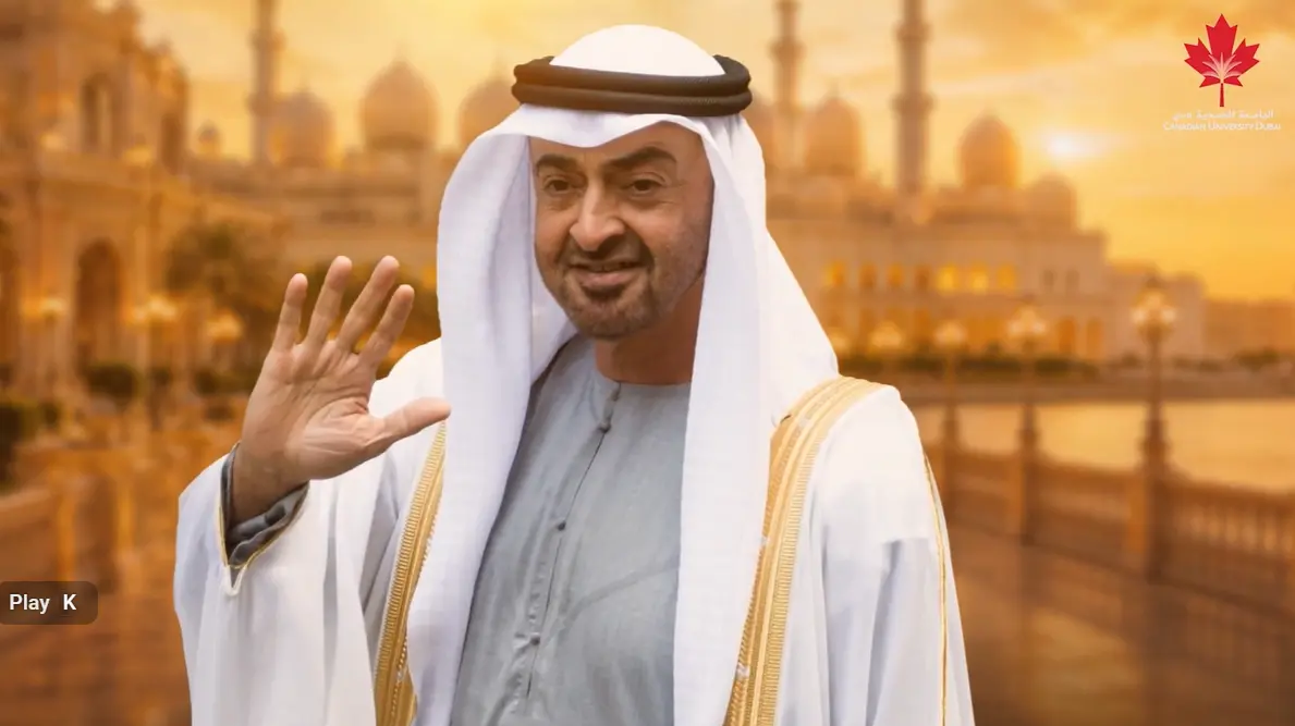 AI Tribute to UAE Leadership | CUD 15th Commencement Ceremony AI-generated tribute honoring UAE leadership at Canadian University Dubai’s 15th Commencement Ceremony, celebrating vision and national progress.